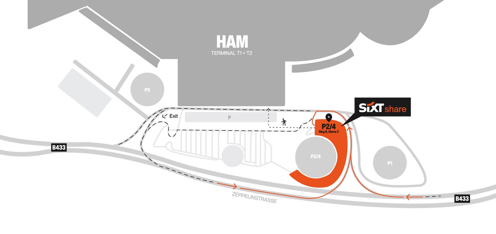 Flughafen Hamburg SIXT share Parkplätze