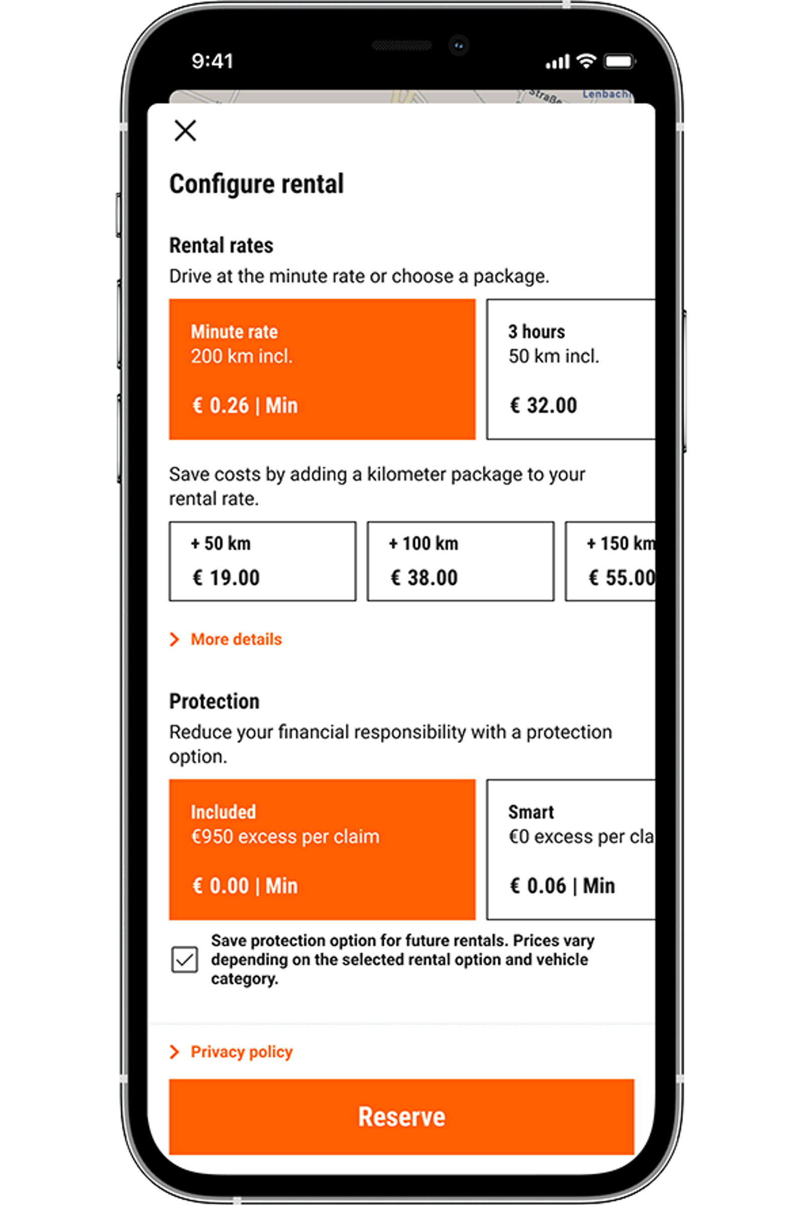 Auswahl an zubuchbaren Paketen in der App